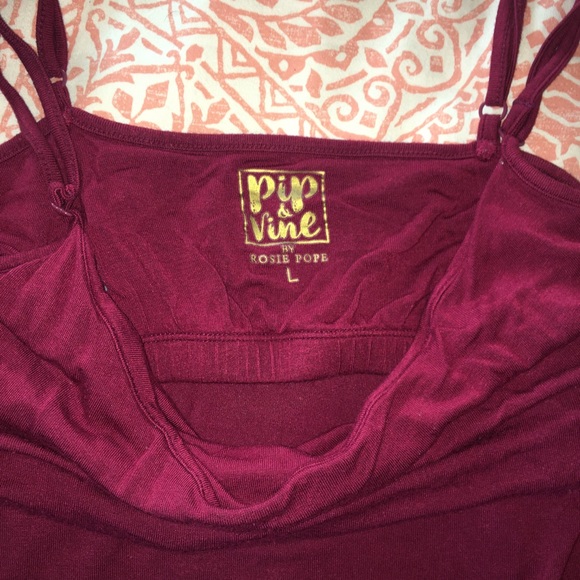 Maternity Tank Top - Ruched Sides Spaghetti Strap Shelf Bra Burgundy Wine Sz L - Picture 5 of 12